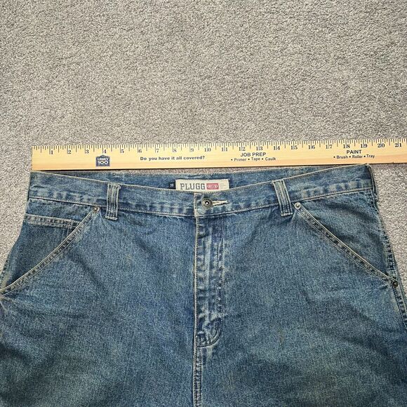Plugg Carpenter Shorts Mens 38 Blue Denim Jeans Pockets Casual - Picture 4 of 6